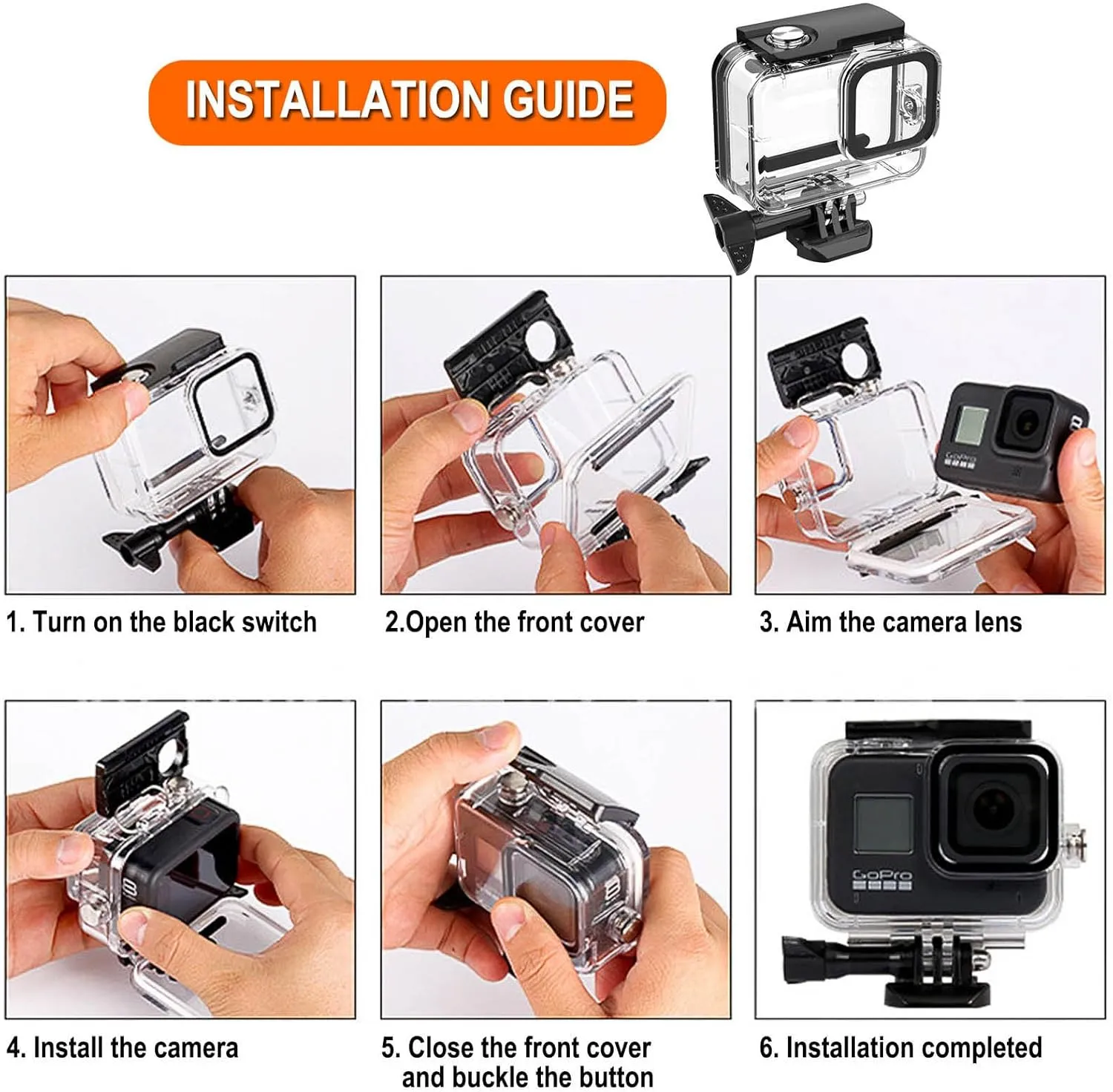 Compatible for Go Pro Hero 13 12 11 10 9 Black Waterproof Housing Case 60M/196FT Protective Underwater Diving Case Shell with Cameras Handle Mount Accessories Kit