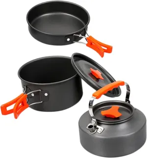 Complete Outdoor Camping Cook Tool Set Portable Aluminum Cookware Frying Pan Kettle Pot Compact and Lightweight for Hiking Camping