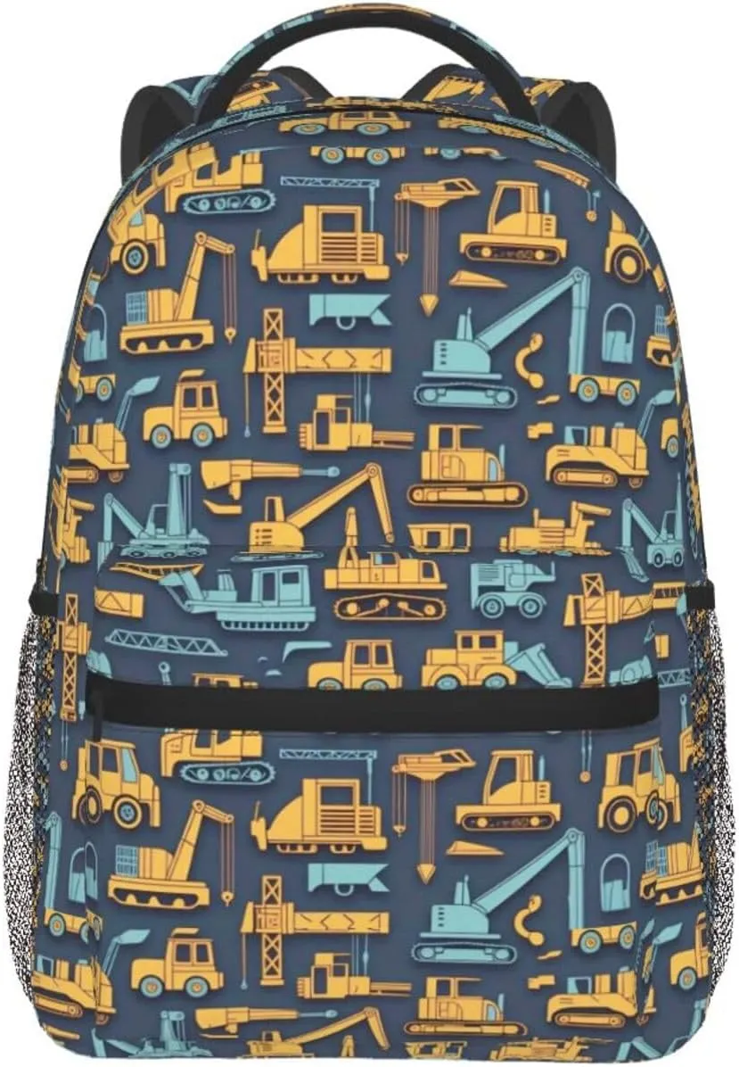 Construction Machinery Truck Backpack Lightweight Laptop Backpack Casual Daypack Travel Double Shoulder Bag For Women Men