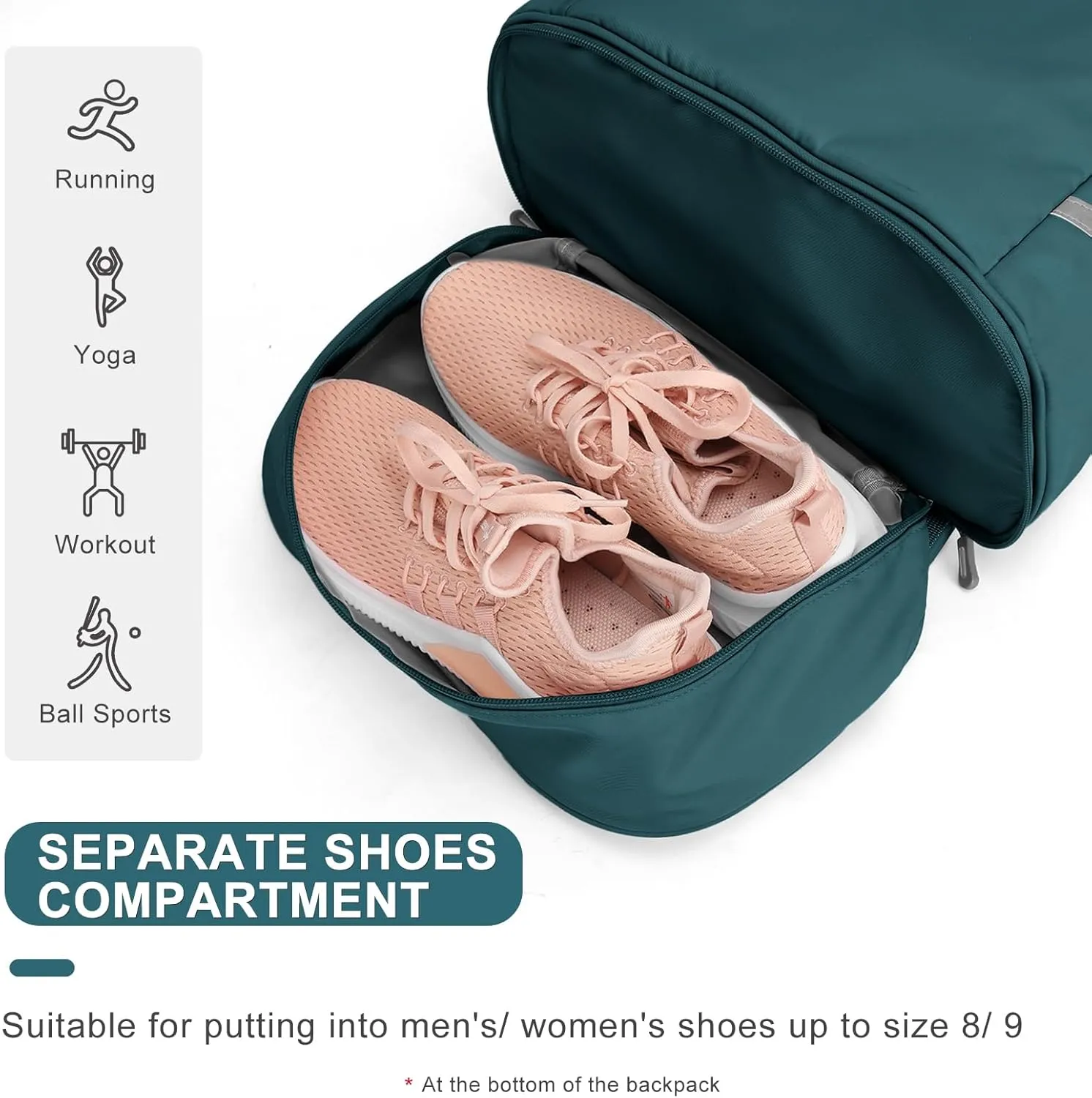 Coofay Small Gym Backpack for Women - Waterproof With Shoe Compartment, Lightweight Travel and Workout Sports Bag