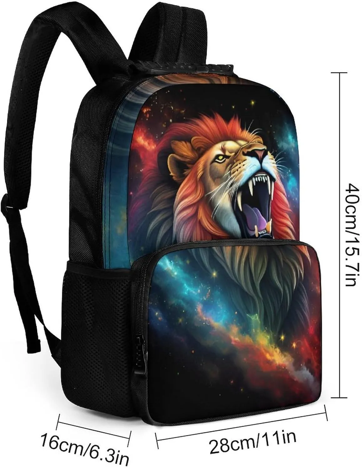 Cool Lion Space Universe Surreal Style Art Daypack Lightweight Multipurpose Anti-Theft Shoulder Bag Large Capacity Laptop Book Bag Rucksack With Adjustable Shoulder Straps