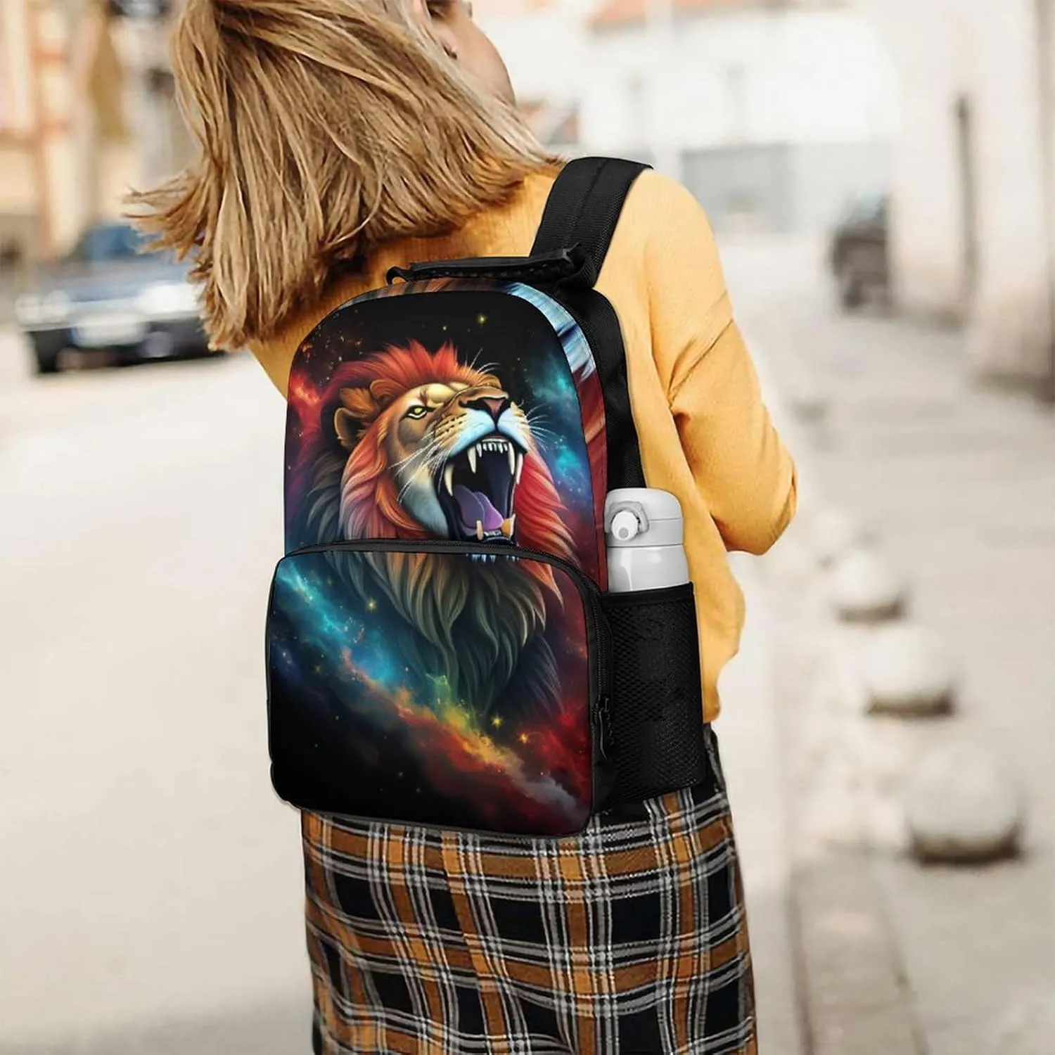 Cool Lion Space Universe Surreal Style Art Daypack Lightweight Multipurpose Anti-Theft Shoulder Bag Large Capacity Laptop Book Bag Rucksack With Adjustable Shoulder Straps