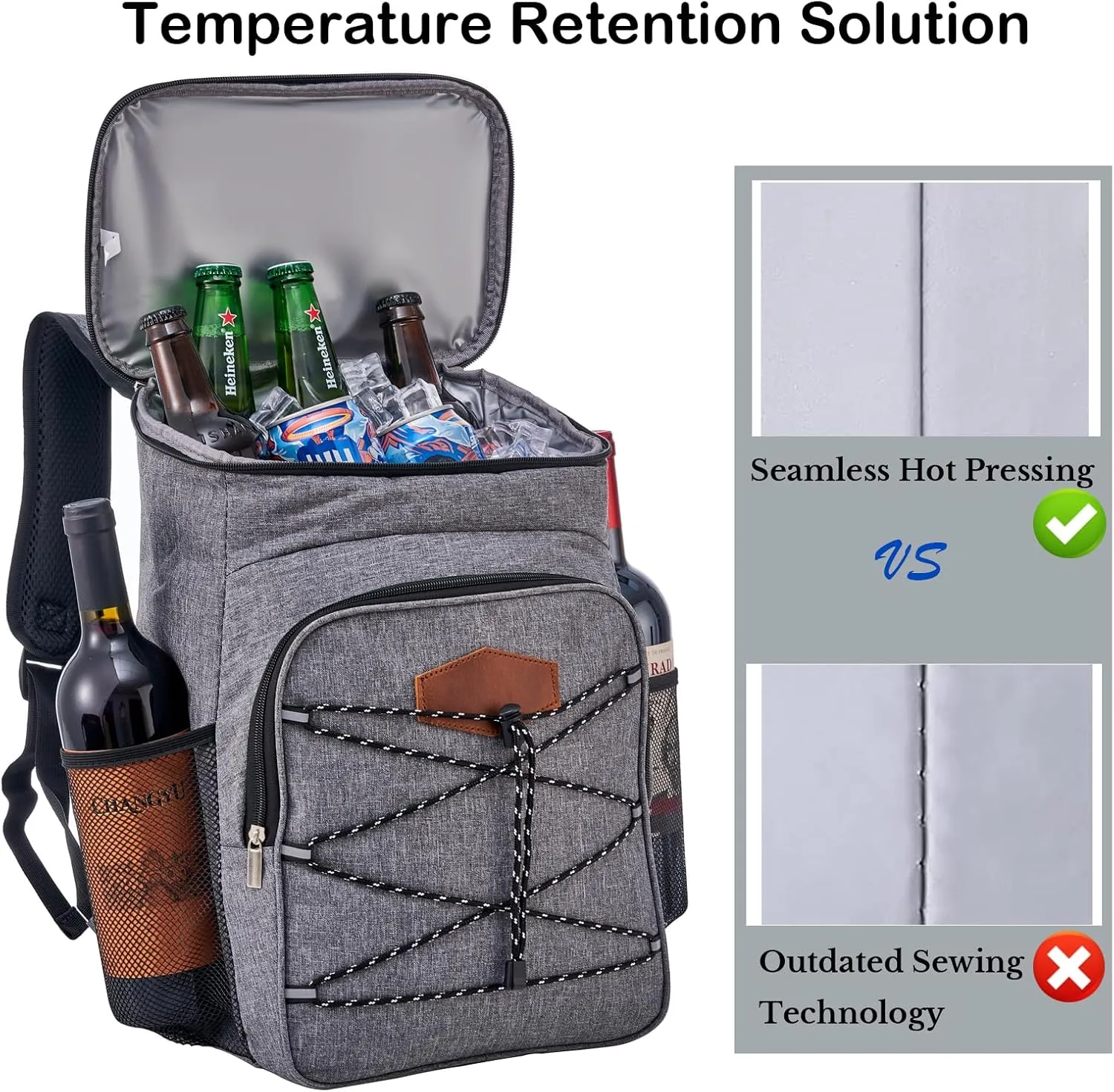 Cooler Backpack 30 Cans Leak Proof Lightweight Camping Travel Bag for Men with Insulated Cooler Compartment for Women