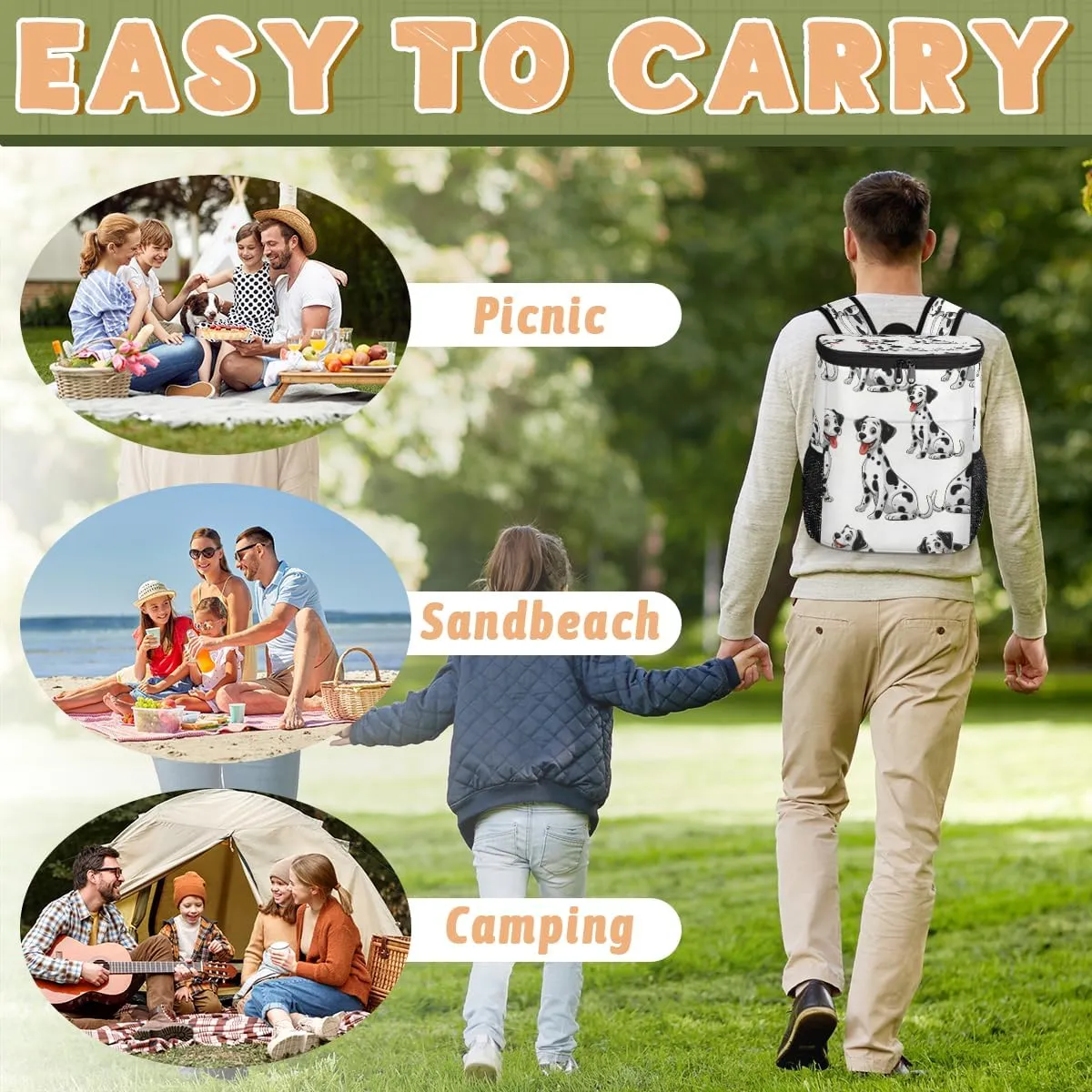 Cooler Backpack Insulated Cute Dinosaur Theme Lightweight Travel Cooler Lunch Backpack Drink Beverage Beer Bag