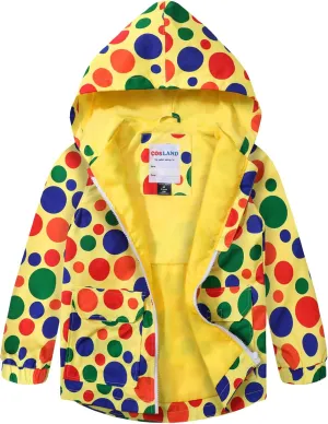 COSLAND Toddler Boys Girls Rain Jacket Waterproof Hooded Raincoat, 2-5T