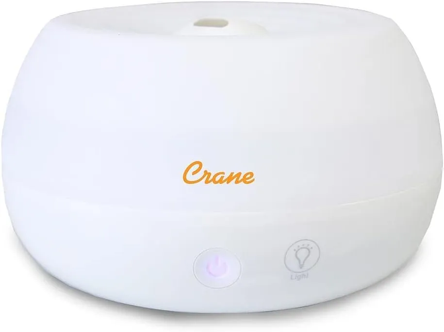 Crane Small Ultrasonic Diffuser and Air Humidifiers for Bedroom and Office, .2 Gallon Cool Mist Humidifier for Personal Use, No Humidifier Filters Needed, White