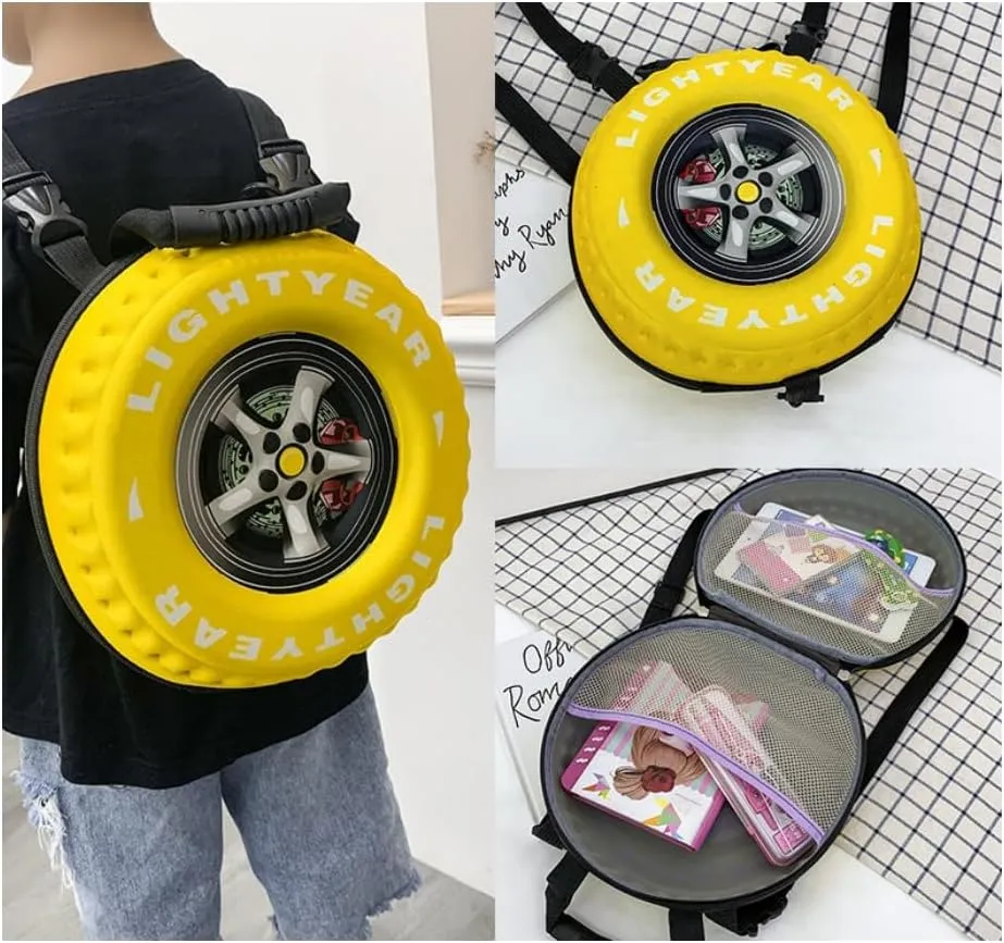 Creative Tire Shape Backpack EVA Backpack Fashion Styling Backpack Lightweight Backpack (Blue)