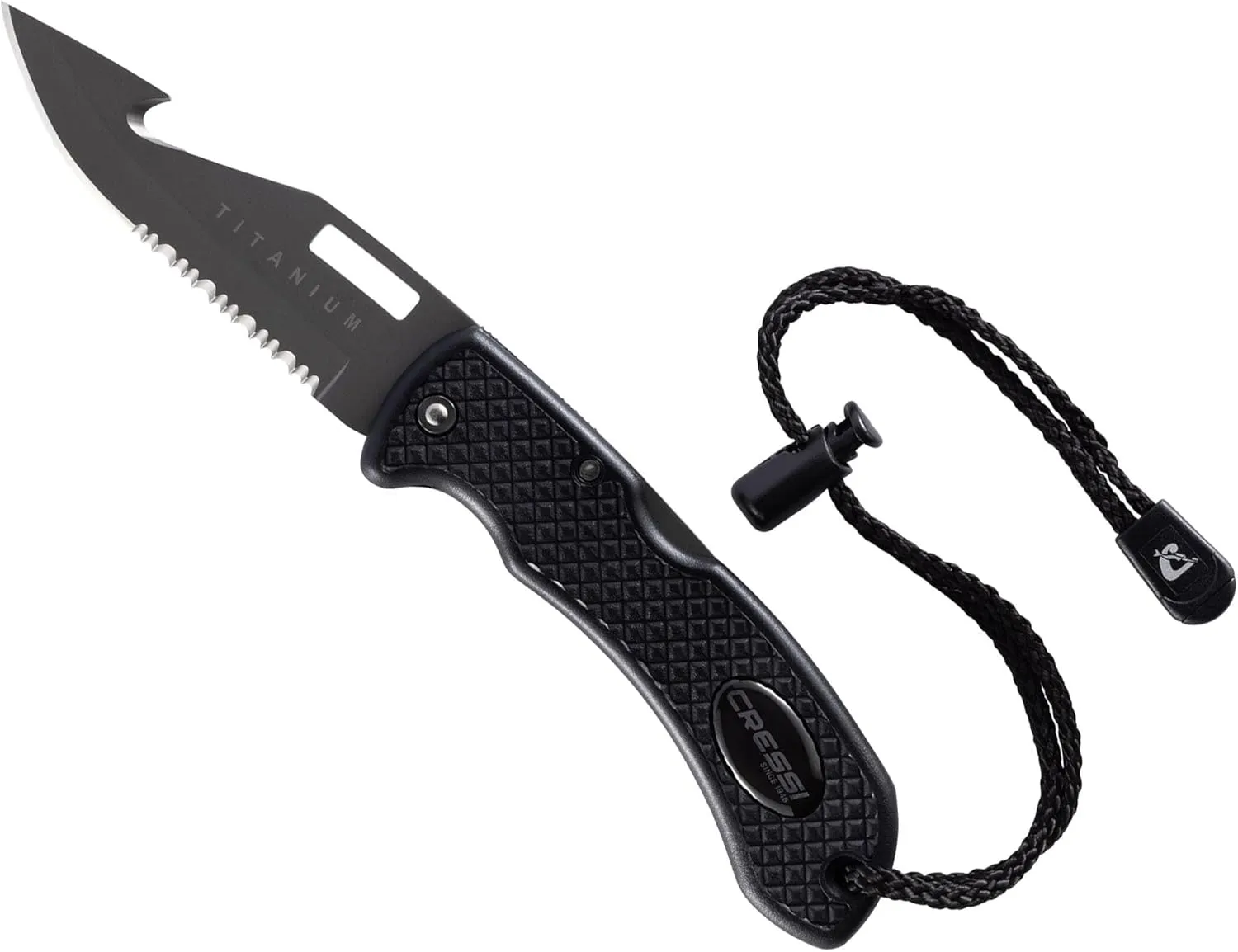 Cressi Underwater Dive Knife - Stainless Steel Dual Serrated and Smooth Blade - Ideal for Freediving and Scuba Diving - Chaku: Designed in Italy