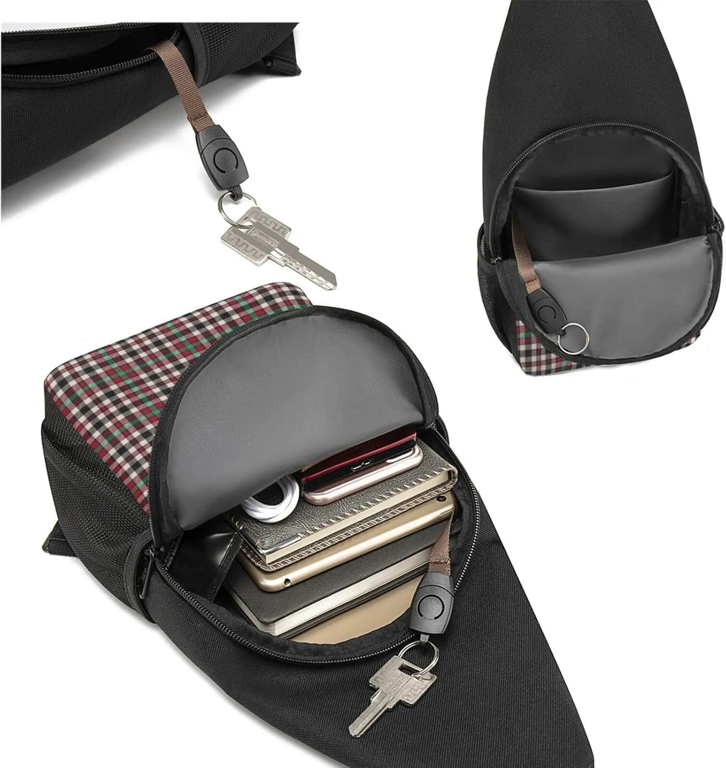 Crossbody Sling Backpack Borthwick Dress Tartan Shoulder Chest Bag Daypack for Traveling Sport
