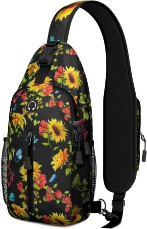 Crossbody Sling Backpack Mini Water Resistant Sling Bag - Adjustable Chest Strap Backpack for Outdoor Hiking Cycling