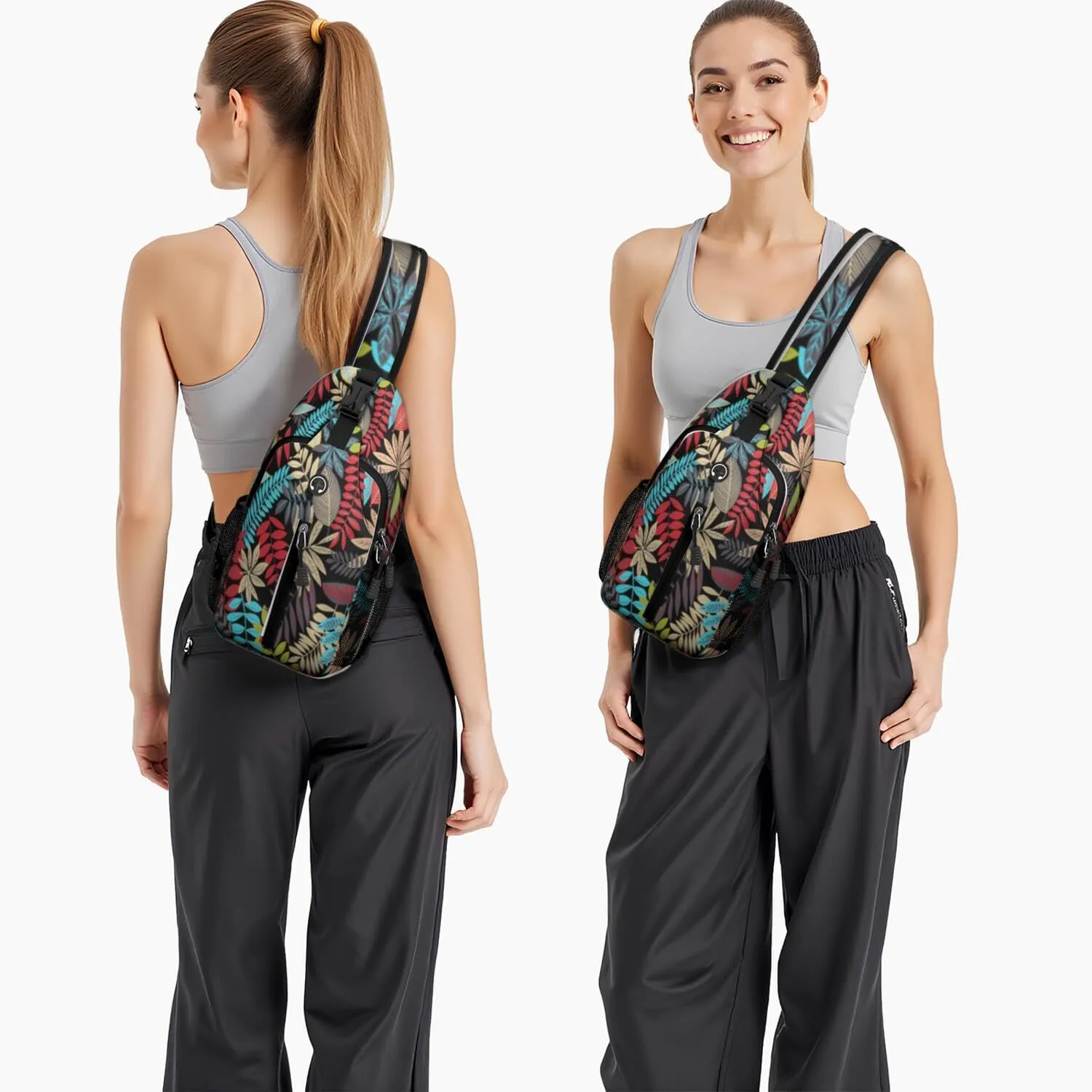 Crossbody Sling Backpack Mini Water Resistant Sling Bag - Adjustable Chest Strap Backpack for Outdoor Hiking Cycling