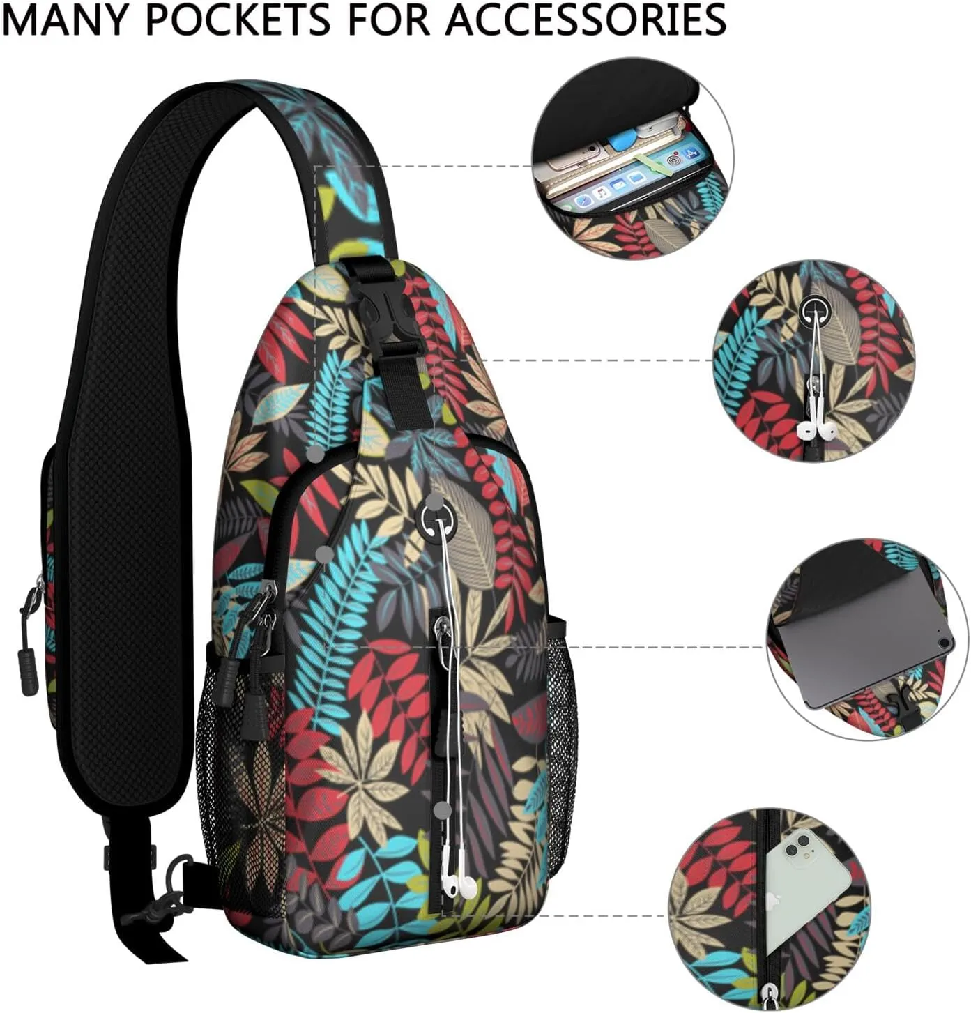 Crossbody Sling Backpack Mini Water Resistant Sling Bag - Adjustable Chest Strap Backpack for Outdoor Hiking Cycling