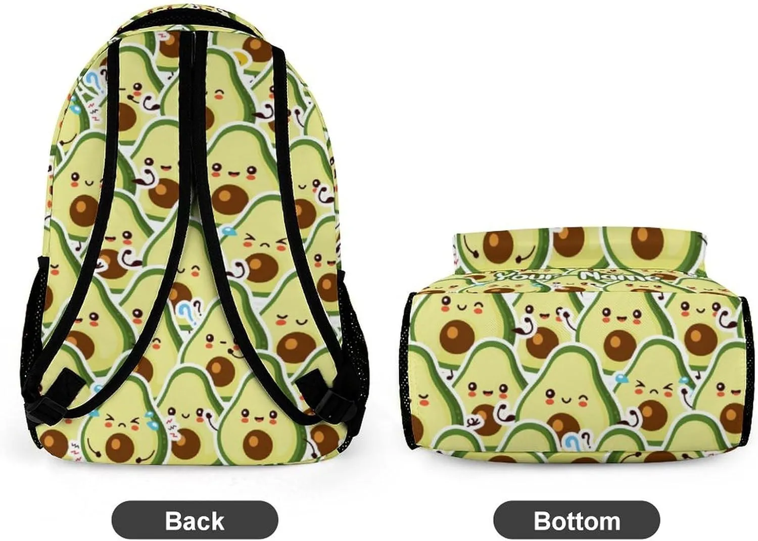Custom Avocado School Backpack for Kids Girls Boys, 16 Inch Cute Avocado Themed Bookbag, Personalized School Backpack for Students Children, Lightweight, Large Capacity