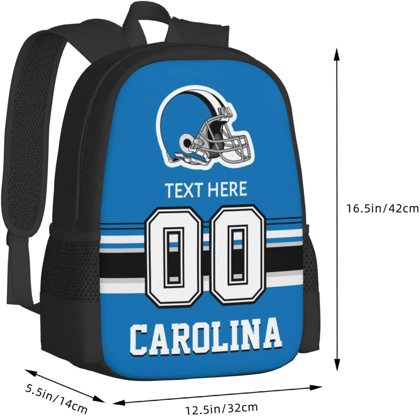 Custom Carolina Backpack, Personalized Name and Number Backpack High Capacity Custom Football Gift for Men Women Fans