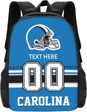 Custom Carolina Backpack, Personalized Name and Number Backpack High Capacity Custom Football Gift for Men Women Fans