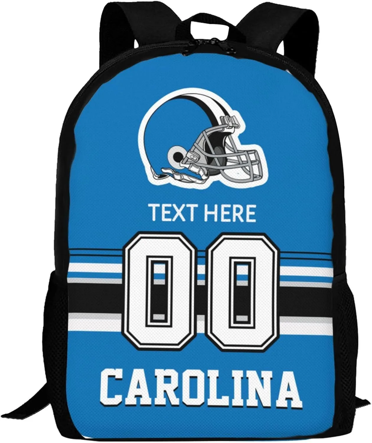 Custom Carolina Backpack, Personalized Name and Number Backpack High Capacity Custom Football Gift for Men Women Fans
