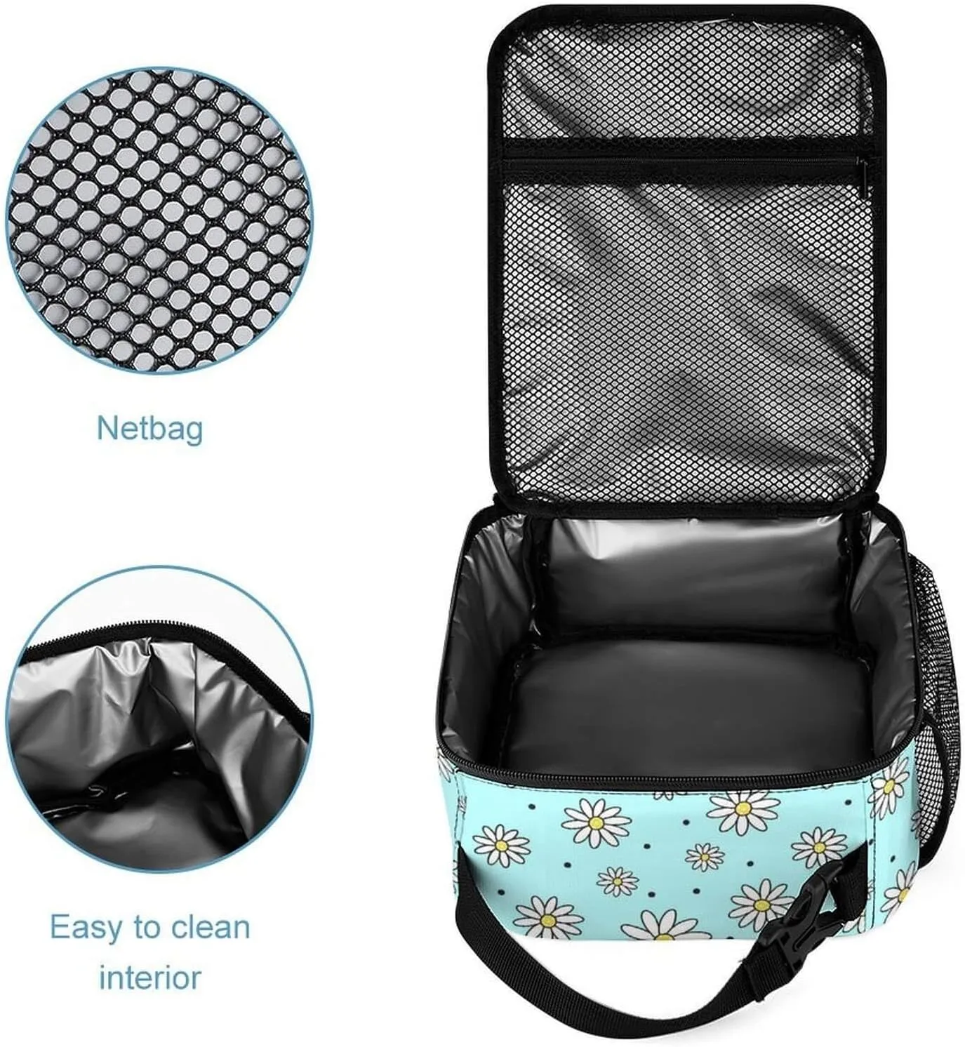 Custom Daisy Backpack with Lunch Box & Pencil Case for Kids Girls Boys School, 16 Inch Cute daisies Bookbag, School Backpack for Students Children, Lightweight, Large Capacity