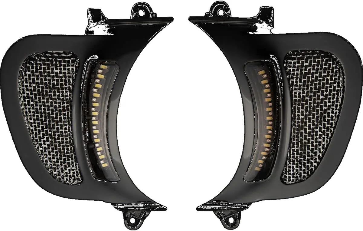 Custom Dynamics CD-RG-V-AW2-B Vent Inserts With LED Lights - Gloss Black with Natural Stainless Mesh