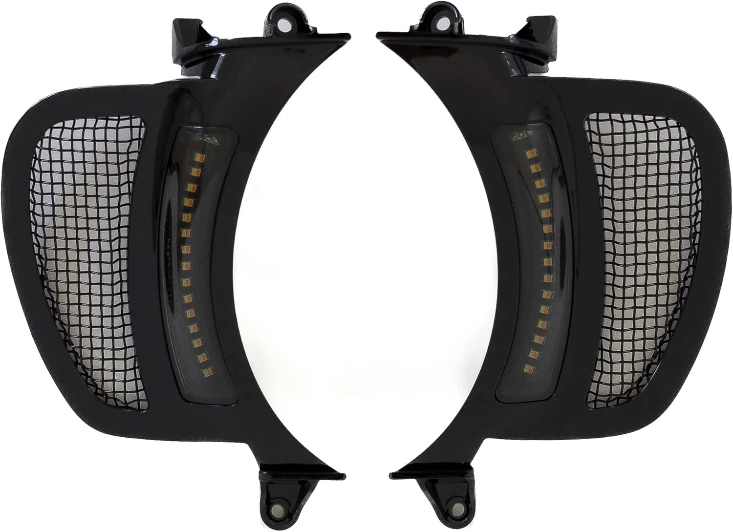 Custom Dynamics V2 Road Glide LED Vent Inserts with Auxiliary Turn Signal - Black with Black Mesh