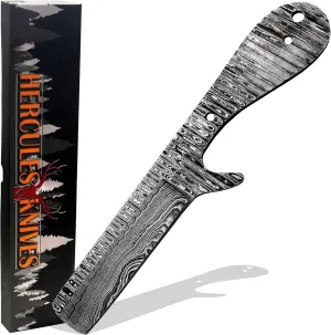 Custom Hand Forged Damascus Steel Blank Blade Bull Cutter Hunting Knife, Camping Blade, Damascus Blade Billet Handmade, Knife Making Supply