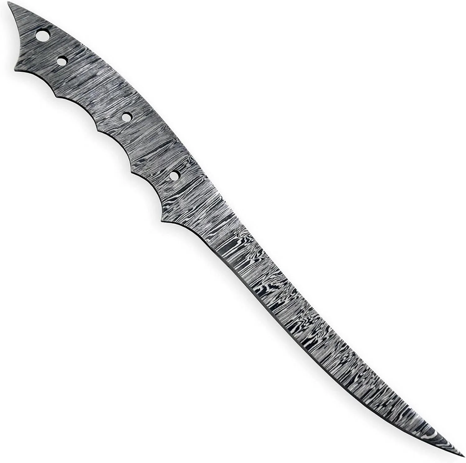 Custom Hand Forged Damascus Steel Blank Blade Fillet Knife Fisherman's Filet Fishing Knife Blade Damascus Blade Billet Handmade Knife Making Supply (FB-06)