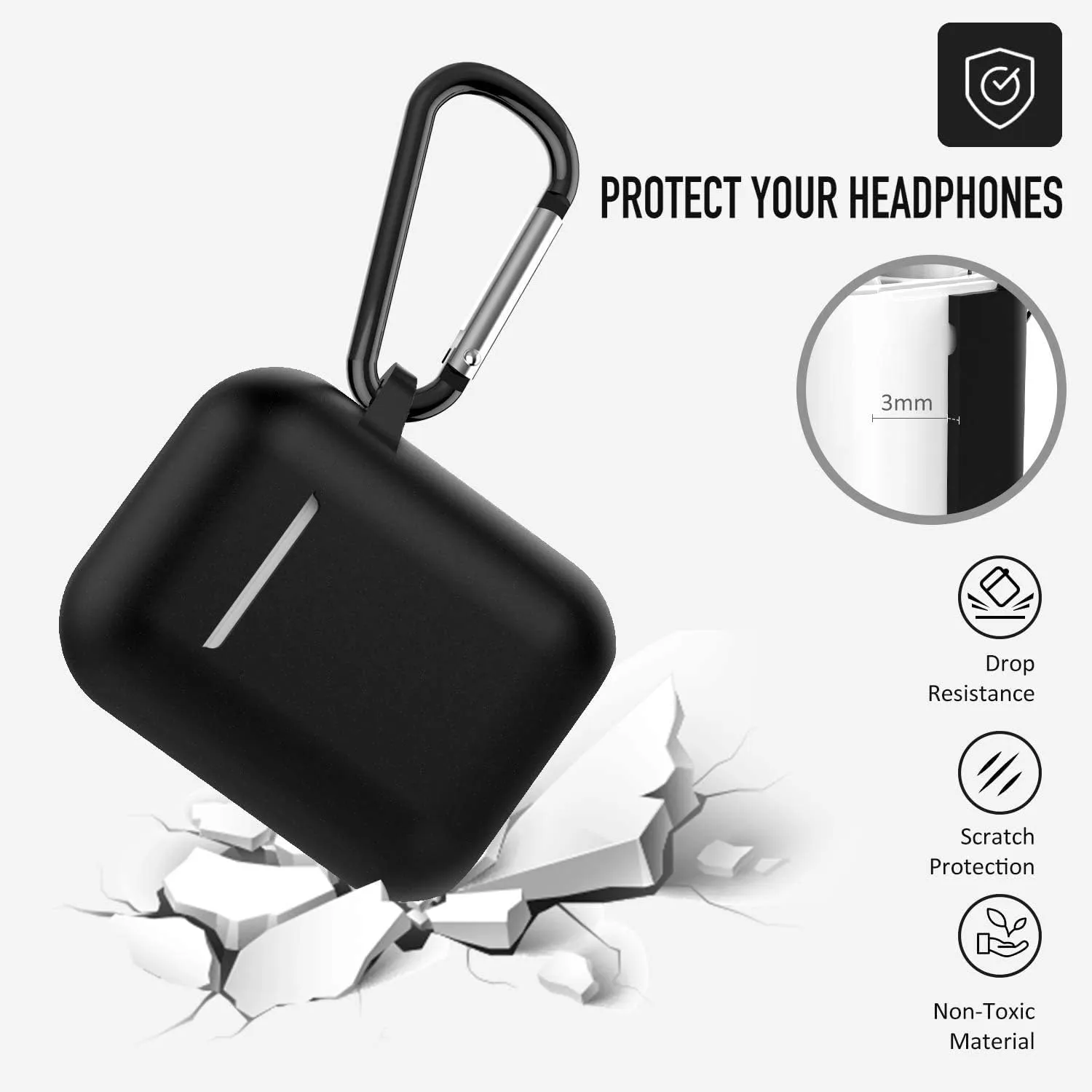 Custom Name Art Design Football Helmet Case,Compatible with Airpods 1st and 2rd Generation,Soft Silicone Protective Case with Keychain(Buffalo)