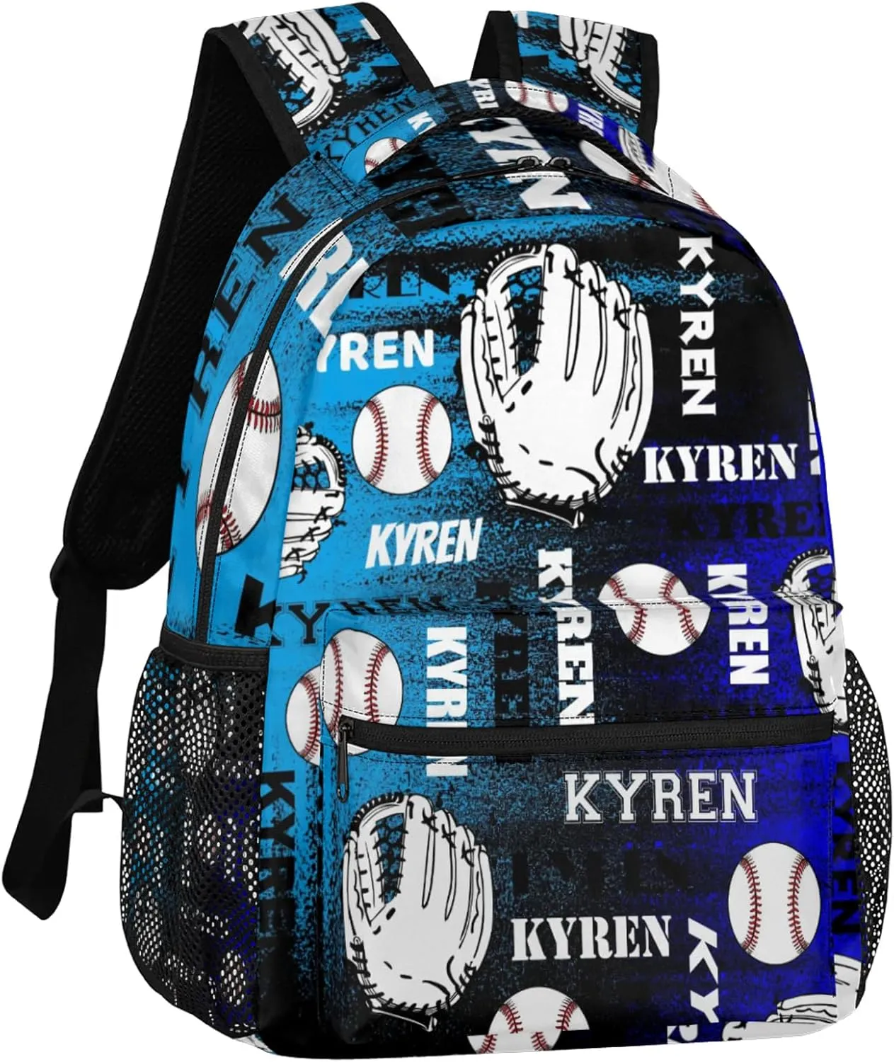 Custom Name Baseball Backpack for Men Women, Personalized Name Laptop Backpack, Sports Bag Lightweight Daypack for Travel Camping, Blue