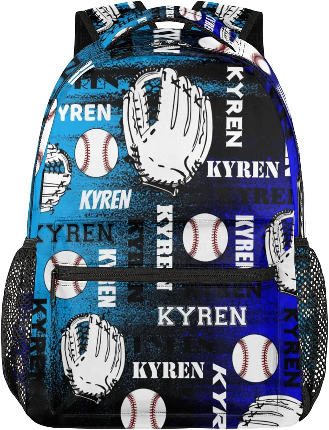 Custom Name Baseball Backpack for Men Women, Personalized Name Laptop Backpack, Sports Bag Lightweight Daypack for Travel Camping, Blue