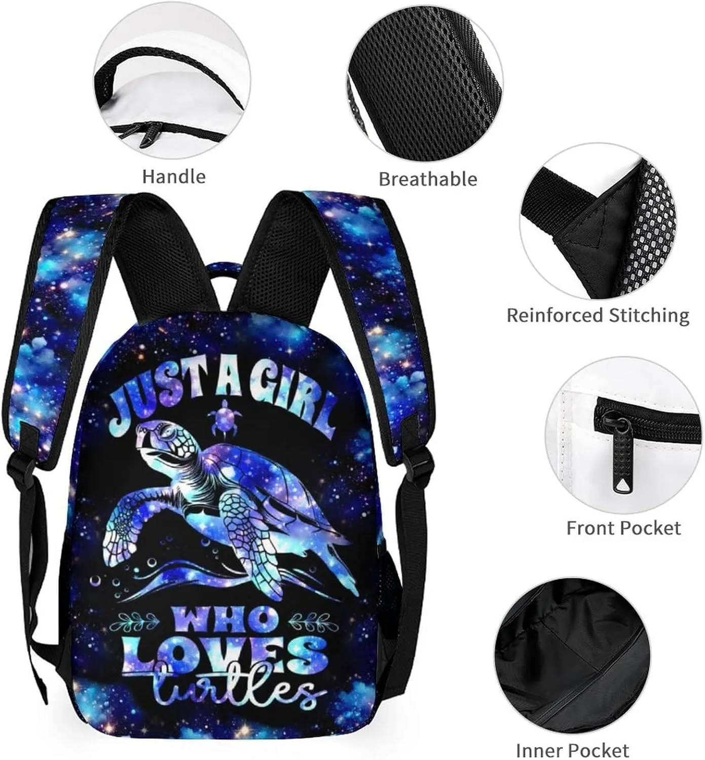 Custom Sea Turtle School Backpack for Kids Girls Boys, 16 Inch Cute Sea Turtle Themed Bookbag, Personalized School Backpack for Students Children, Lightweight, Large Capacity