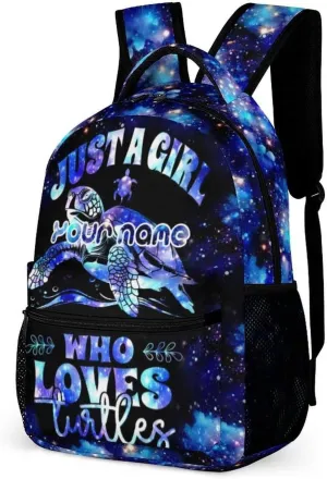 Custom Sea Turtle School Backpack for Kids Girls Boys, 16 Inch Cute Sea Turtle Themed Bookbag, Personalized School Backpack for Students Children, Lightweight, Large Capacity