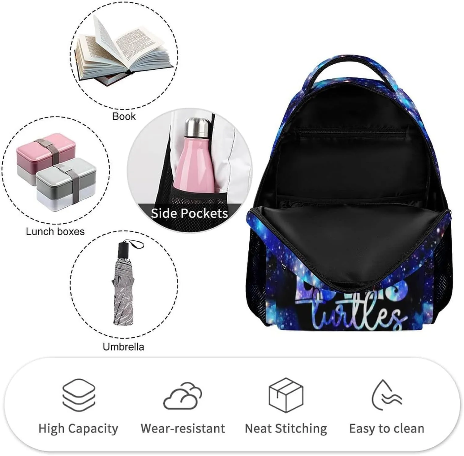 Custom Sea Turtle School Backpack for Kids Girls Boys, 16 Inch Cute Sea Turtle Themed Bookbag, Personalized School Backpack for Students Children, Lightweight, Large Capacity