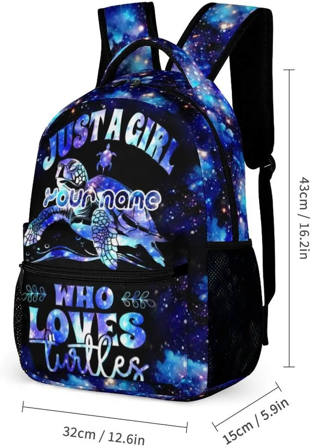 Custom Sea Turtle School Backpack for Kids Girls Boys, 16 Inch Cute Sea Turtle Themed Bookbag, Personalized School Backpack for Students Children, Lightweight, Large Capacity