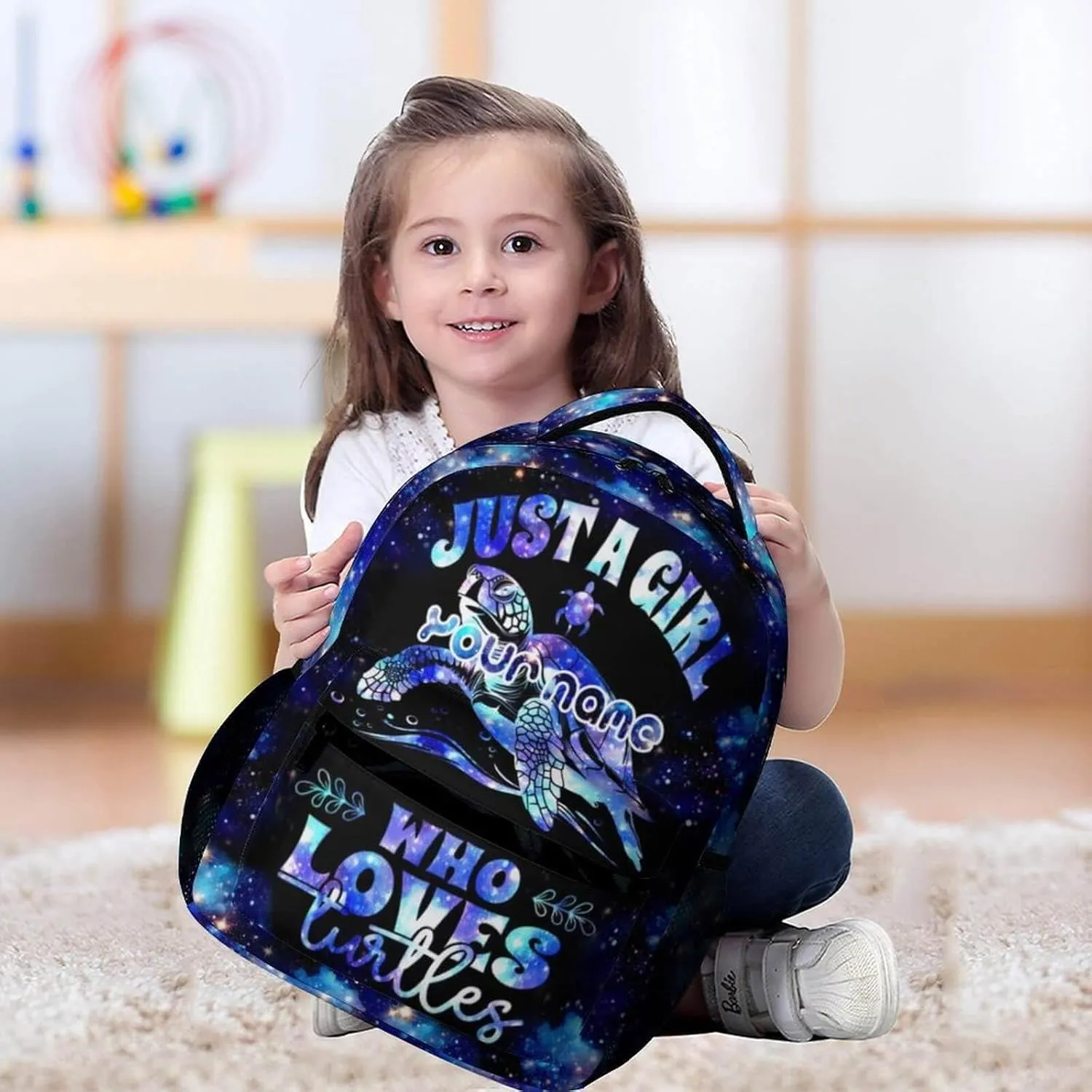 Custom Sea Turtle School Backpack for Kids Girls Boys, 16 Inch Cute Sea Turtle Themed Bookbag, Personalized School Backpack for Students Children, Lightweight, Large Capacity