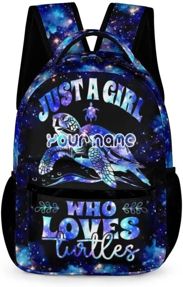 Custom Sea Turtle School Backpack for Kids Girls Boys, 16 Inch Cute Sea Turtle Themed Bookbag, Personalized School Backpack for Students Children, Lightweight, Large Capacity