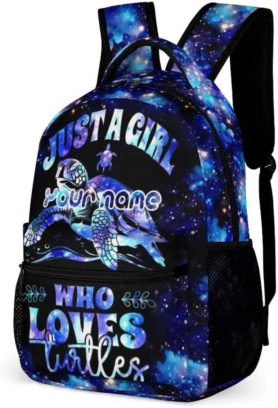 Custom Sea Turtle School Backpack for Kids Girls Boys, 16 Inch Cute Sea Turtle Themed Bookbag, Personalized School Backpack for Students Children, Lightweight, Large Capacity