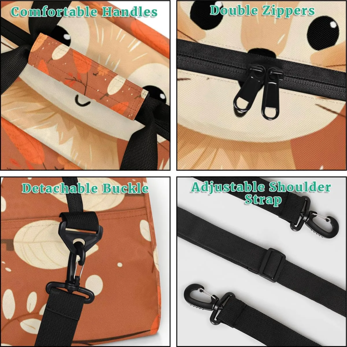 Cute Autumn Squirrel Animal Custom Name Sport Duffel Bag Dance Bag for Girls Teens Personalized Ballet Bag Gift for Birthday Christmas Helloween