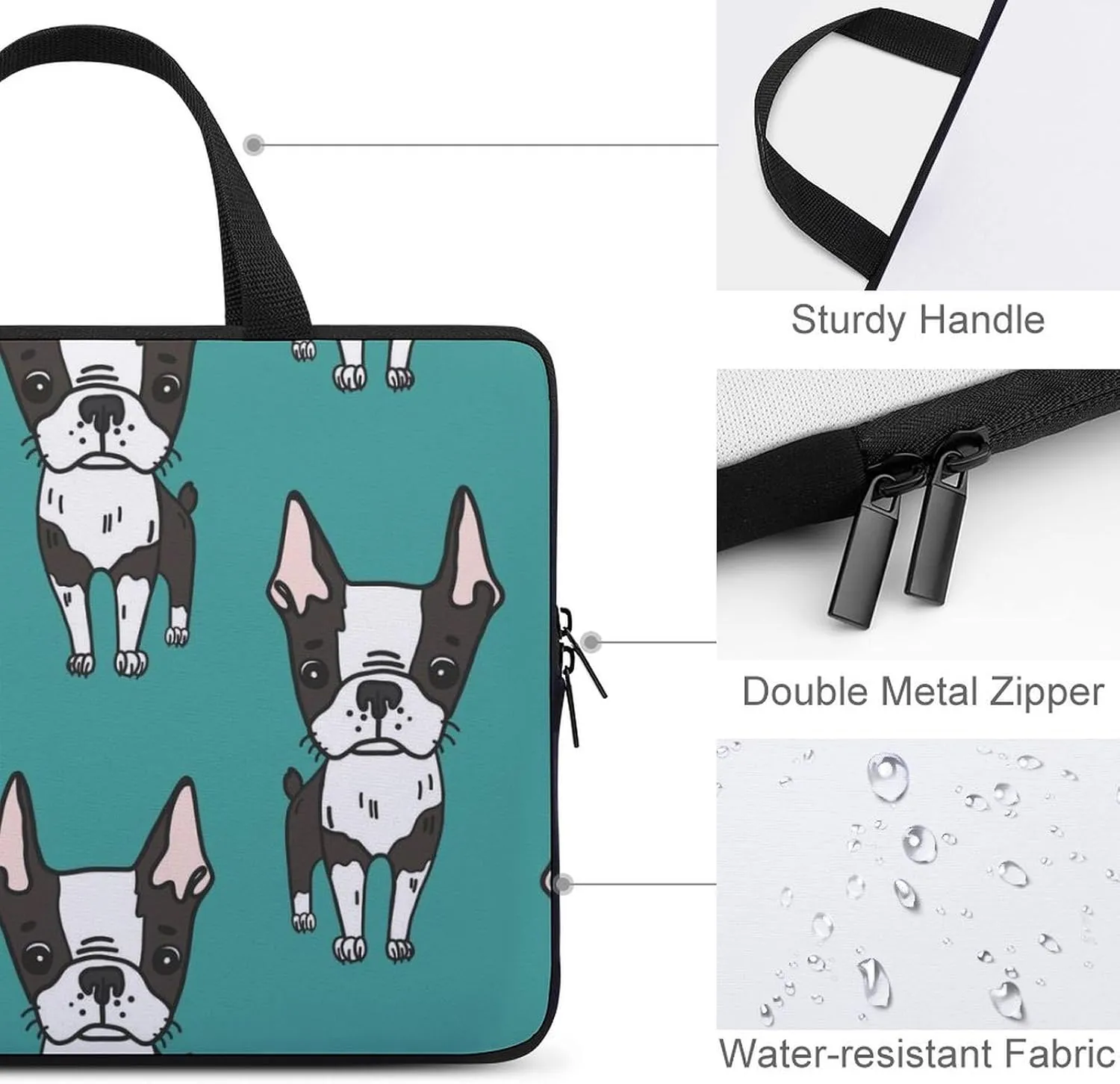 Cute Boston Terrier Carrying Laptop Bag Slim Briefcase Computer Case Business Handbag Backpack