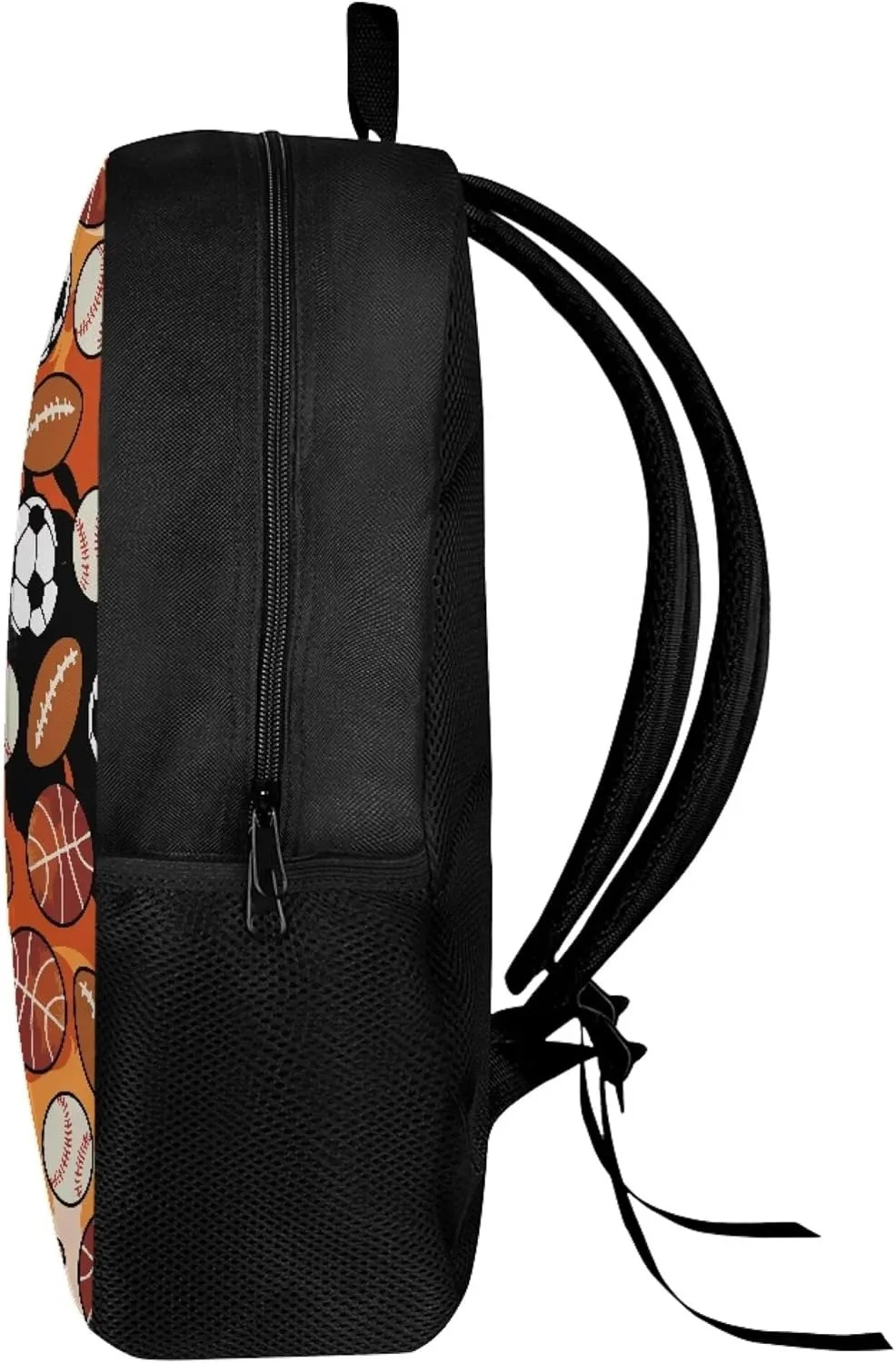 Cute Boys School Red Basketball Baseball Football Backpack for Elementary Student Soft Comfy Bookbag Daypack for Girls Campus Daily Outing Backpack with Side Pocket