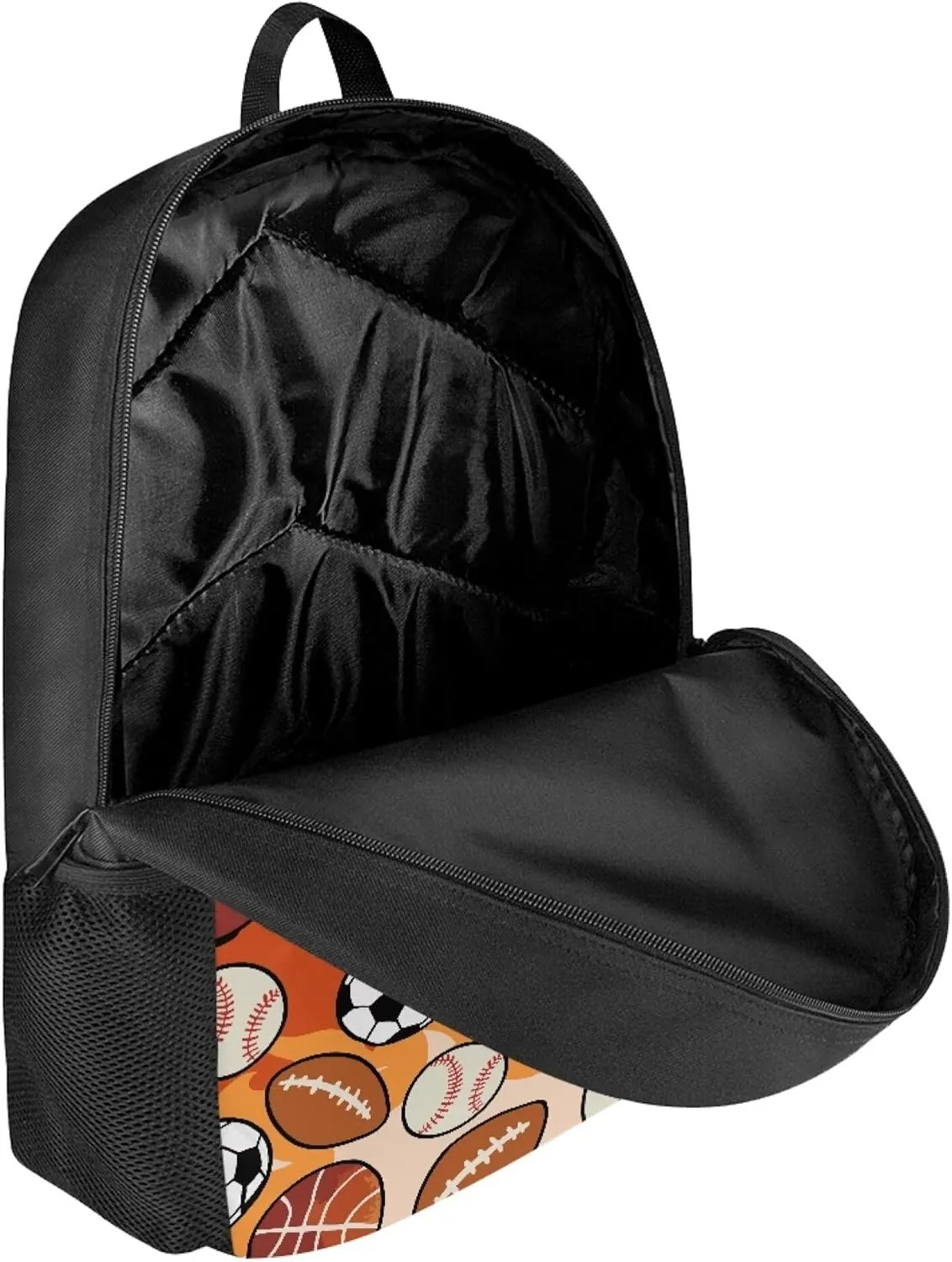 Cute Boys School Red Basketball Baseball Football Backpack for Elementary Student Soft Comfy Bookbag Daypack for Girls Campus Daily Outing Backpack with Side Pocket