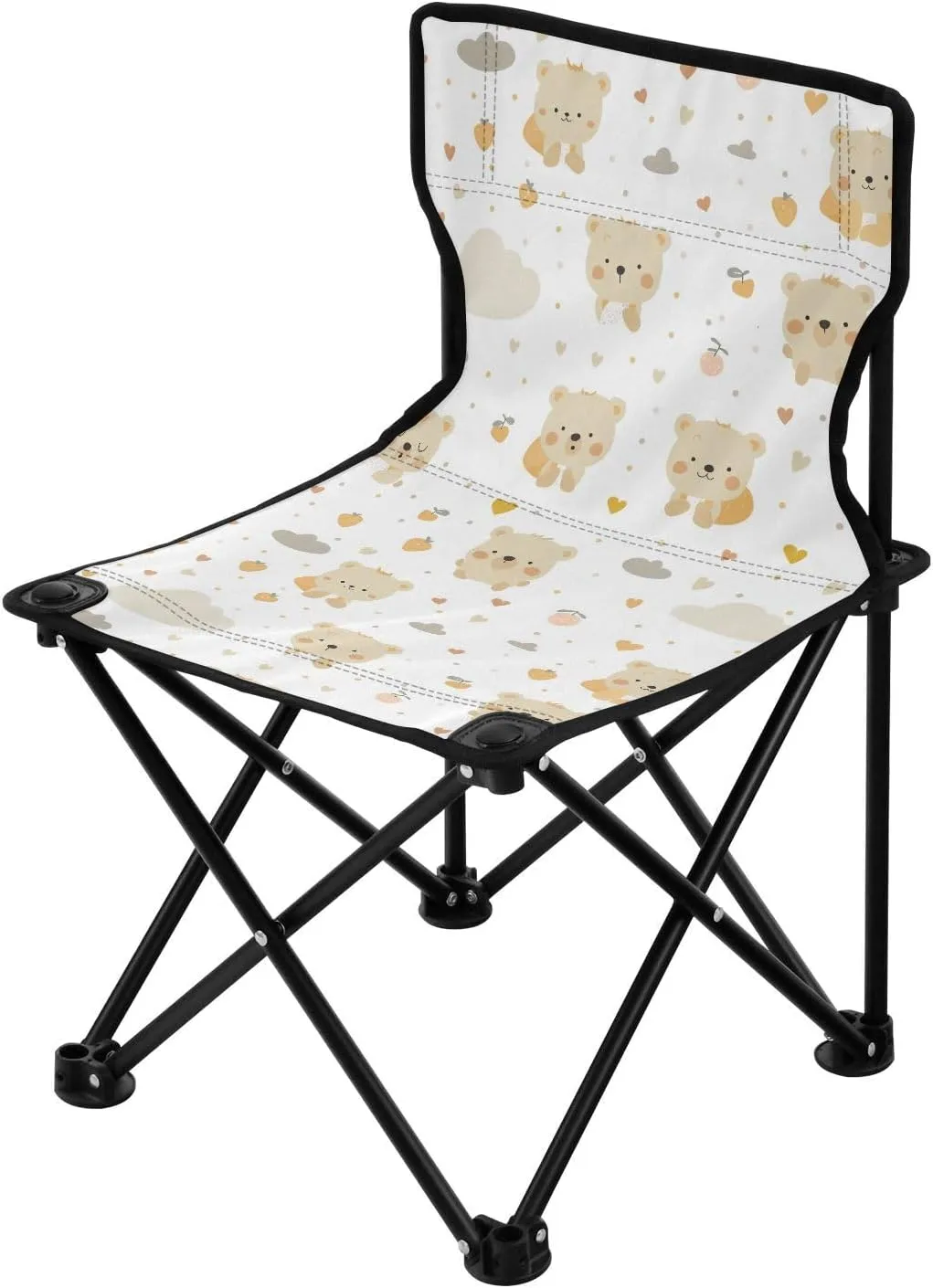 Cute Cartoon Bear Collapsible Camp Chairs for Adults Heavy Duty Ultra-Lightweight Compact Folding Chair Carry Bag Included Fishing Chair for Lawn Travel