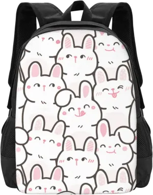 Cute Cartoon Bunny Lightweight Packable Backpack Travel Casual Large Capacity Daypack Foldable Backpack For Men Women