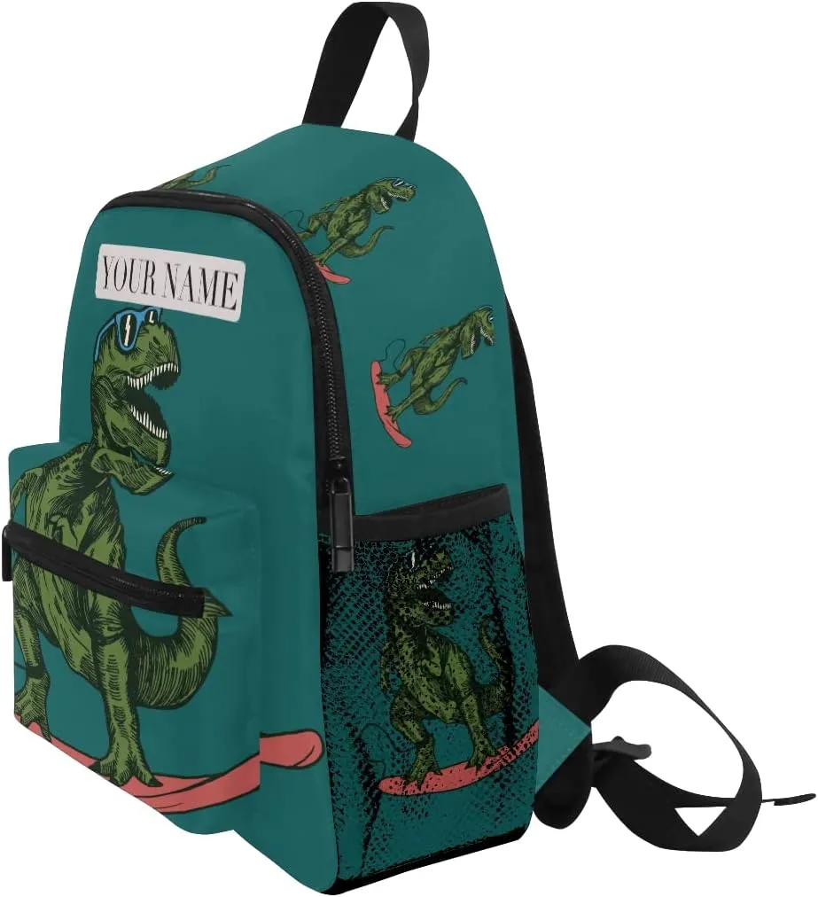 Cute Kids Back Pack Custom Personalized Todder Backpack with Name/Text Skateboard Dinosaur Book Bag Practical and Durable Daycare Bag for Travel,Toys