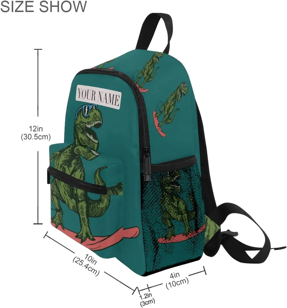 Cute Kids Back Pack Custom Personalized Todder Backpack with Name/Text Skateboard Dinosaur Book Bag Practical and Durable Daycare Bag for Travel,Toys