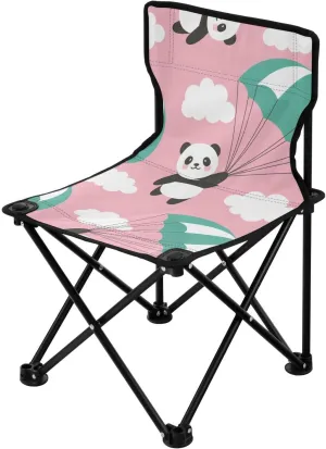 Cute Panda Cartoon Packable Ultralight Camp Chair Lightweight Backpack Chair Carry Bag Included Outdoor Chair for Travel Traveling