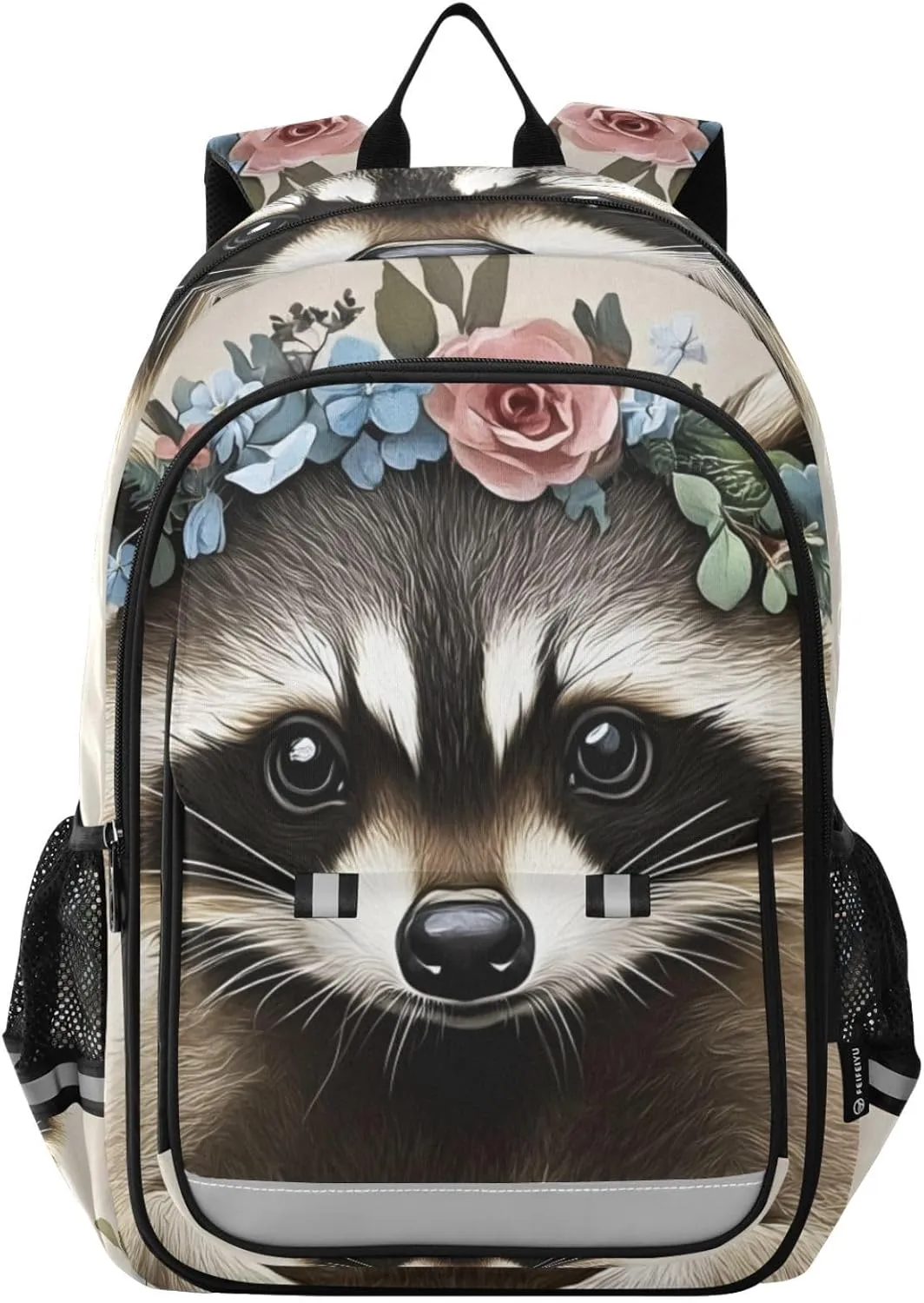 Cute Raccoon Garland Laptop Backpack Purse for Women Men Travel Daypack Casual Shoulder Bag Book Bag Cute Cool Funny Backpack with Compartment & Multiple Pockets