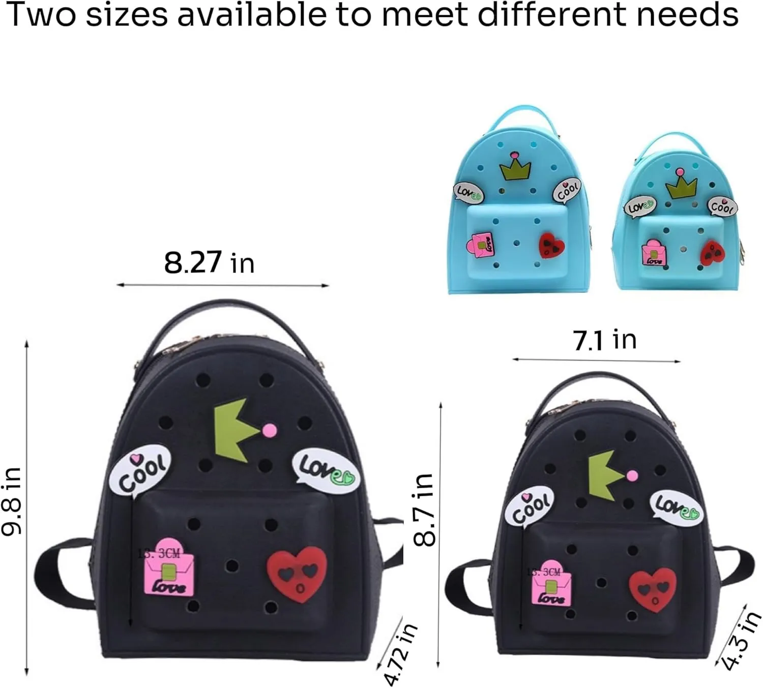 Cute Silicone Jelly Mini Backpack (2 Sizes) for Women Boys & Girls, Water-Resistant Lightweight Bag for Pool, Beach, Gym, Customizable Charms, Easy Clean (Coral, Small Large)