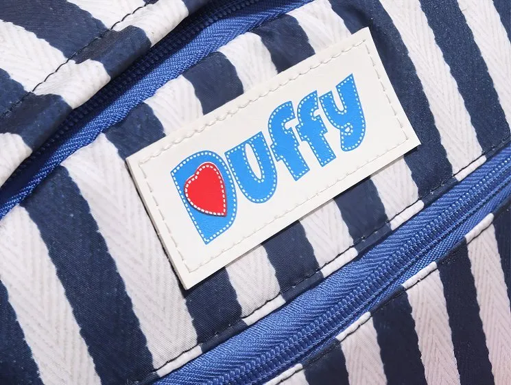 Cute Striped Duffy Plush Face Pocket Schoolbag with Red Beret