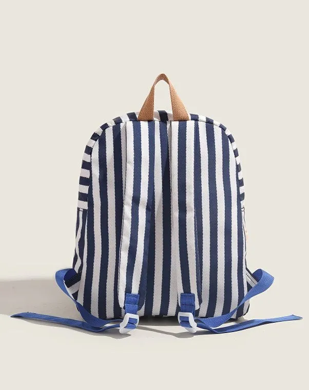 Cute Striped Duffy Plush Face Pocket Schoolbag with Red Beret