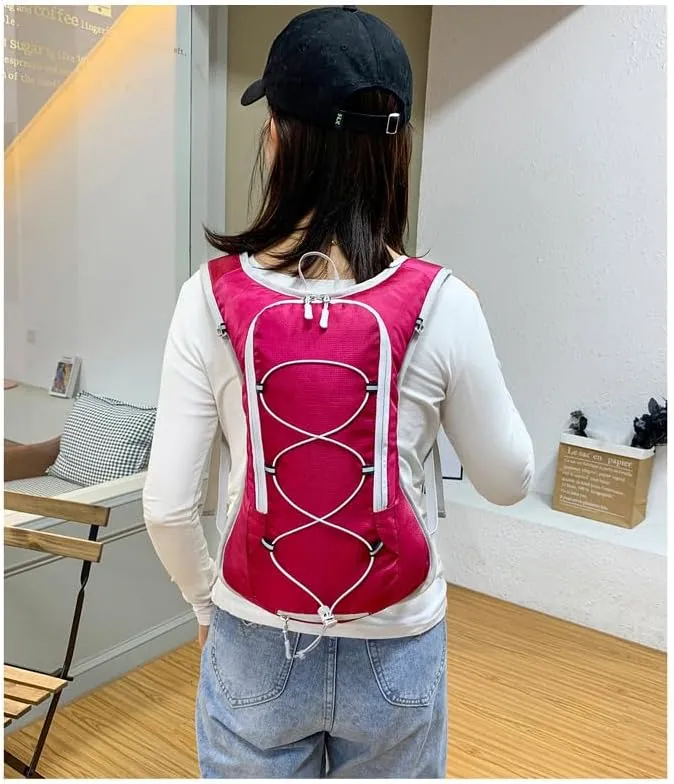 Cycling backpack, outdoor, waterproof backpack, running, trail running, hiking, travel, rock climbing, cycling water bag (rose red)