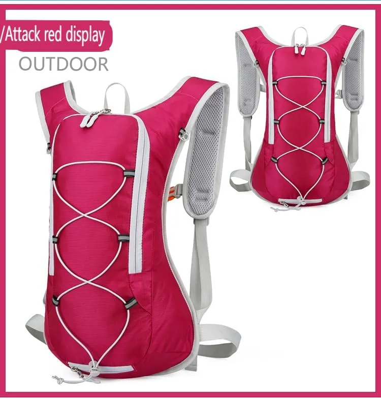 Cycling backpack, outdoor, waterproof backpack, running, trail running, hiking, travel, rock climbing, cycling water bag (rose red)